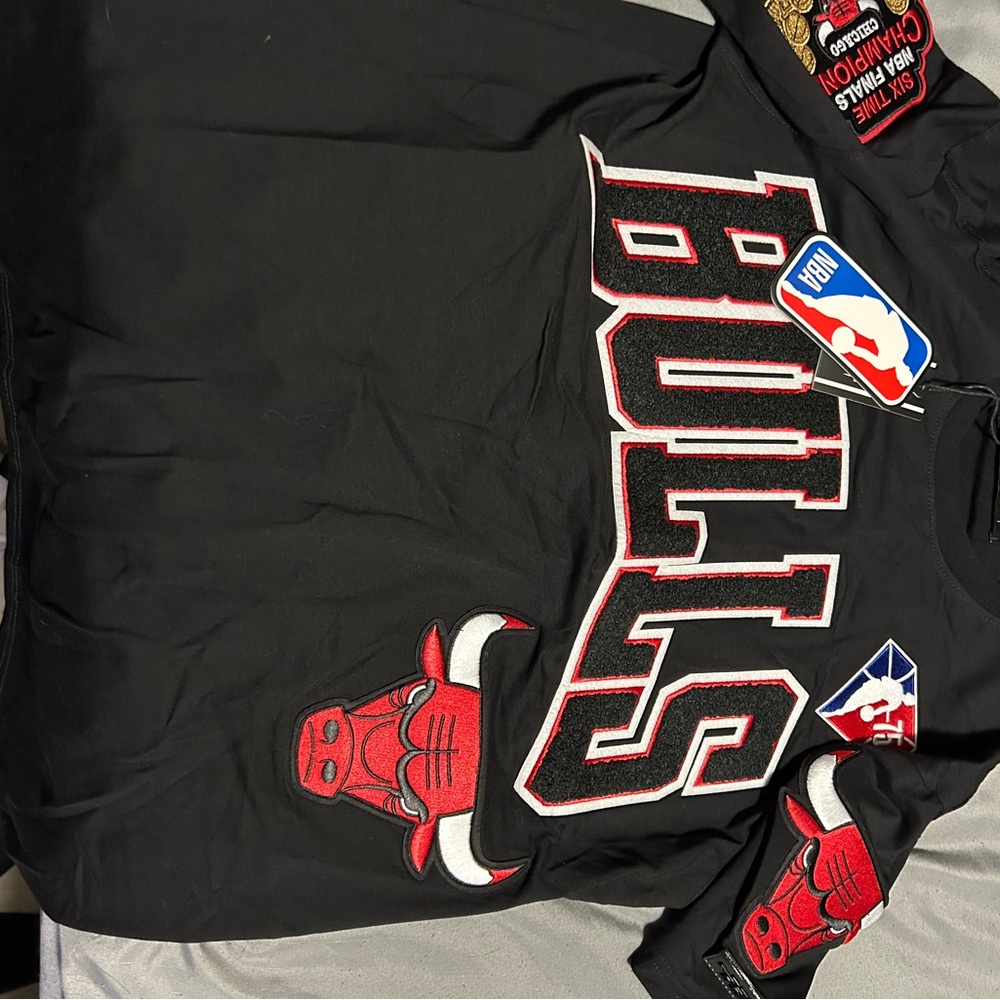 Mitchell & Ness Black Bulls Jacket with Red and White Details